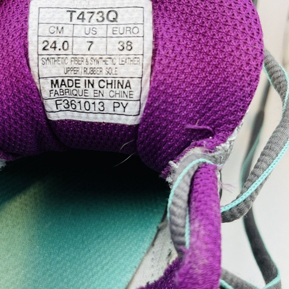 Womens 7 Asics Gel Excite 2 Gray Purple Running Shoe Athletic‎ Sneaker Lace Up - Picture 9 of 10